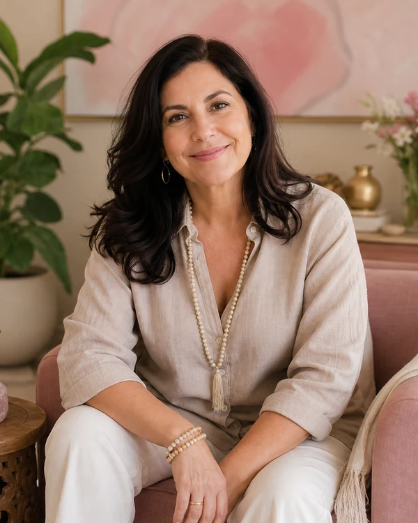 Feng-Shui-Beraterin in meditativer, harmonischer Umgebung